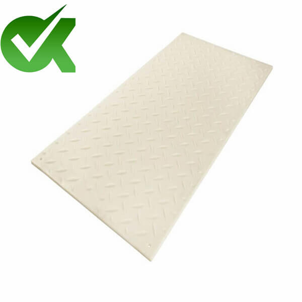 White wear-resistant plastic ground access and temporary road mat